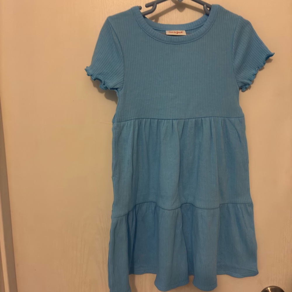 Cat & Jack Light Blue Ribbed Tiered Dress
